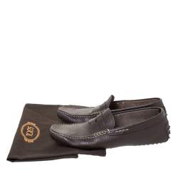 Pre Owned Tod's Dark Brown Leather Penny Driving Loafer Size 41.5