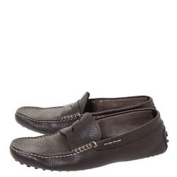 Pre Owned Tod's Dark Brown Leather Penny Driving Loafer Size 41.5