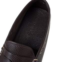 Pre Owned Tod's Dark Brown Leather Penny Driving Loafer Size 41.5