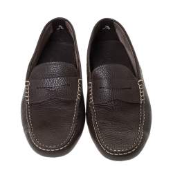 Pre Owned Tod's Dark Brown Leather Penny Driving Loafer Size 41.5