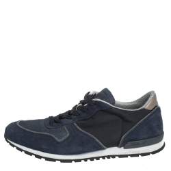مملوكة مسبقًا Tod's Blue Suede and Mesh Lace Up Low Top Sneakers Size 43