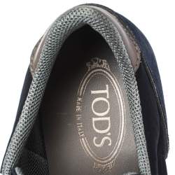 مملوكة مسبقًا Tod's Blue Suede and Mesh Lace Up Low Top Sneakers Size 43