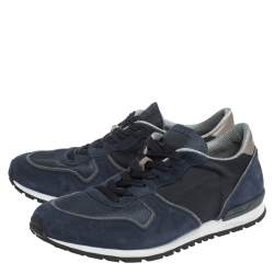 مملوكة مسبقًا Tod's Blue Suede and Mesh Lace Up Low Top Sneakers Size 43