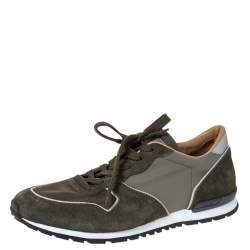 Pre Owned Tod's Green Suede And Mesh Low Top Sneakers Size 43