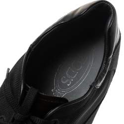 مملوكة مسبقًا Tod's Black/Grey Suede and Canvas Lace Up Low Top Sneakers Size 45.5