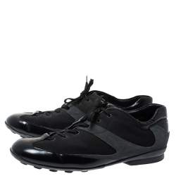 مملوكة مسبقًا Tod's Black/Grey Suede and Canvas Lace Up Low Top Sneakers Size 45.5