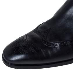 Pre Owned Tod's Blue Leather Brogue Slip On Boots Size 42.5