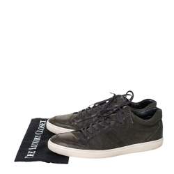 Pre Owned Tod's Green Leather Low Top Lace Up Sneakers Size 45.5