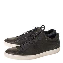 Pre Owned Tod's Green Leather Low Top Lace Up Sneakers Size 45.5