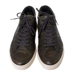 Pre Owned Tod's Green Leather Low Top Lace Up Sneakers Size 45.5