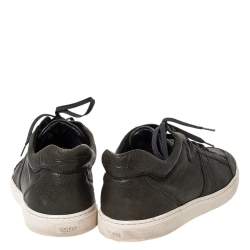 Pre Owned Tod's Green Leather Low Top Lace Up Sneakers Size 45.5