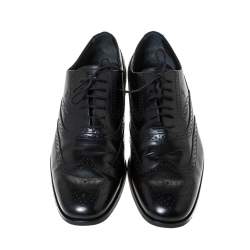 Tod's Black Brogue Leather Lace Up Oxfords Size 42.5