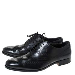 Tod's Black Brogue Leather Lace Up Oxfords Size 42.5