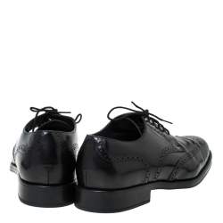 Pre Owned Tod's Black Brogue Leather Lace Up Derby Size 45.5