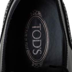 Pre Owned Tod's Black Brogue Leather Lace Up Derby Size 45.5