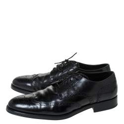 Pre Owned Tod's Black Brogue Leather Lace Up Derby Size 45.5