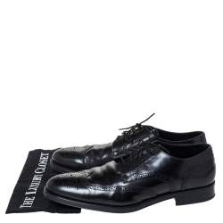 Pre Owned Tod's Black Brogue Leather Lace Up Derby Size 45.5