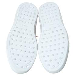 Pre Owned Tod's Red Leather And Suede Trim Low Top Sneakers Size 41.5