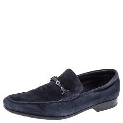 Tod's Blue Suede Braided Bit Loafers Size 42