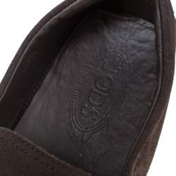 Pre Owned Tod’s Brown Suede Leather Slip On Loafers Size 44