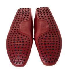 Tod's For Ferrari Red Leather Slip On Loafers Size 47