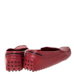 Tod's For Ferrari Red Leather Slip On Loafers Size 47