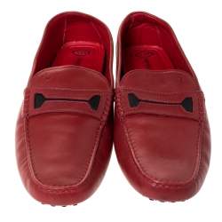 Tod's For Ferrari Red Leather Slip On Loafers Size 47