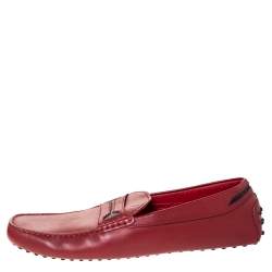 Tod's For Ferrari Red Leather Slip On Loafers Size 47