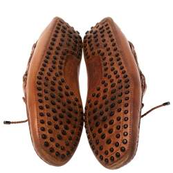 Pre Owned حذاء لوفرز تودز بطراز سليب أون و مزين بفيونكة مجدولة جلد بني مقاس 42