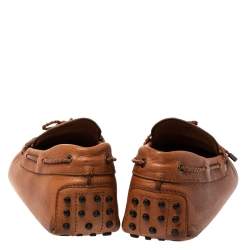 Pre Owned حذاء لوفرز تودز بطراز سليب أون و مزين بفيونكة مجدولة جلد بني مقاس 42