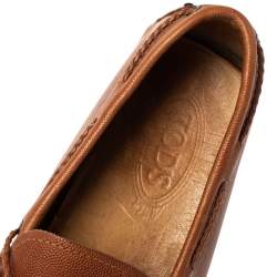 Pre Owned حذاء لوفرز تودز بطراز سليب أون و مزين بفيونكة مجدولة جلد بني مقاس 42