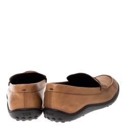 Pre Owned Tod's Brown Leather Penny Slip On Loafers Size 42.5