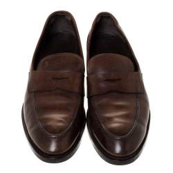 Tod's Dark Brown Leather Penny Loafers Size 42.5