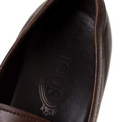 Tod's Dark Brown Leather Penny Loafers Size 42.5