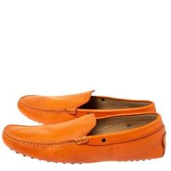 Tod's Orange Leather Slip On Loafers Size 44