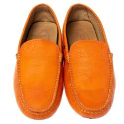 Tod's Orange Leather Slip On Loafers Size 44