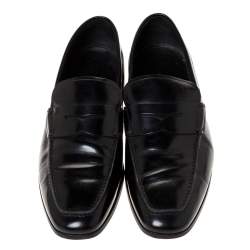 Tod's Black Leather Penny Slip On Loafers Size 40