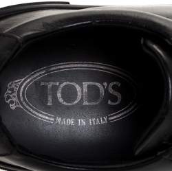 Pre Owned حذاء رياضي تودز برباط علوي جلد أسود مقاس 39.5