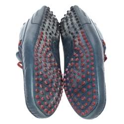 Pre Owned حذاء لوفرز تودز مزين فيونكة جلد أزرق و أحمر مقاس 44.5
