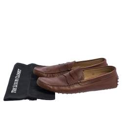 مملوكة مسبقًا حذاء لوفرز تودز بيني جلد بنى مقاس 44.5