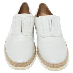 Tod's White Leather Espadrille Slip On Sneakers Size 44