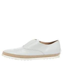 Tod's White Leather Espadrille Slip On Sneakers Size 44