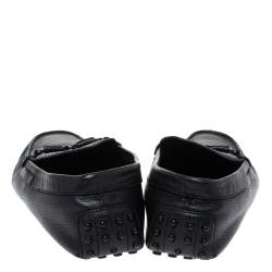 Tod's Black Leather Double T Slip On Loafers Size 42.5