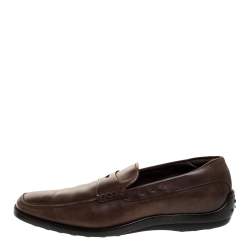 Tod's Dark Brown Leather Penny Loafers Size 42