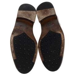 Pre Owned Tod's Dark Brown Leather Penny Slip On Loafers Size 42.5