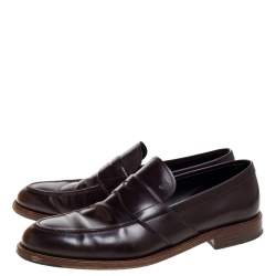 Pre Owned Tod's Dark Brown Leather Penny Slip On Loafers Size 42.5