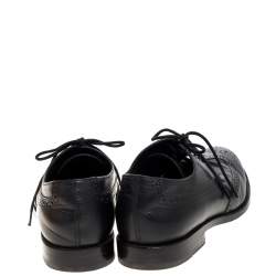 Pre Owned Tod's Black Brogue Leather Lace Up Derby Size 42.5