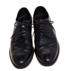 Pre Owned Tod's Black Brogue Leather Lace Up Derby Size 42.5