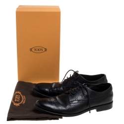 Pre Owned Tod's Black Brogue Leather Lace Up Derby Size 42.5