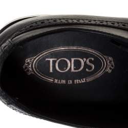 Pre Owned Tod's Black Brogue Leather Lace Up Derby Size 42.5